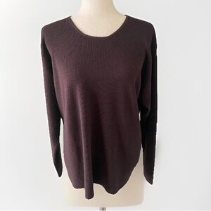 Vintage Eileen Fisher Size Large Brown 100% Wool Sweater Classic Knit 1985 Tag